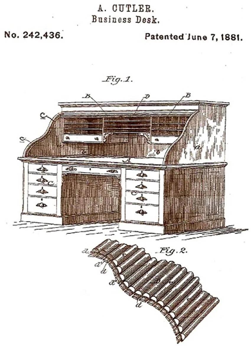 A. Cutler & Son 1881 Patent 242,436 for business desk