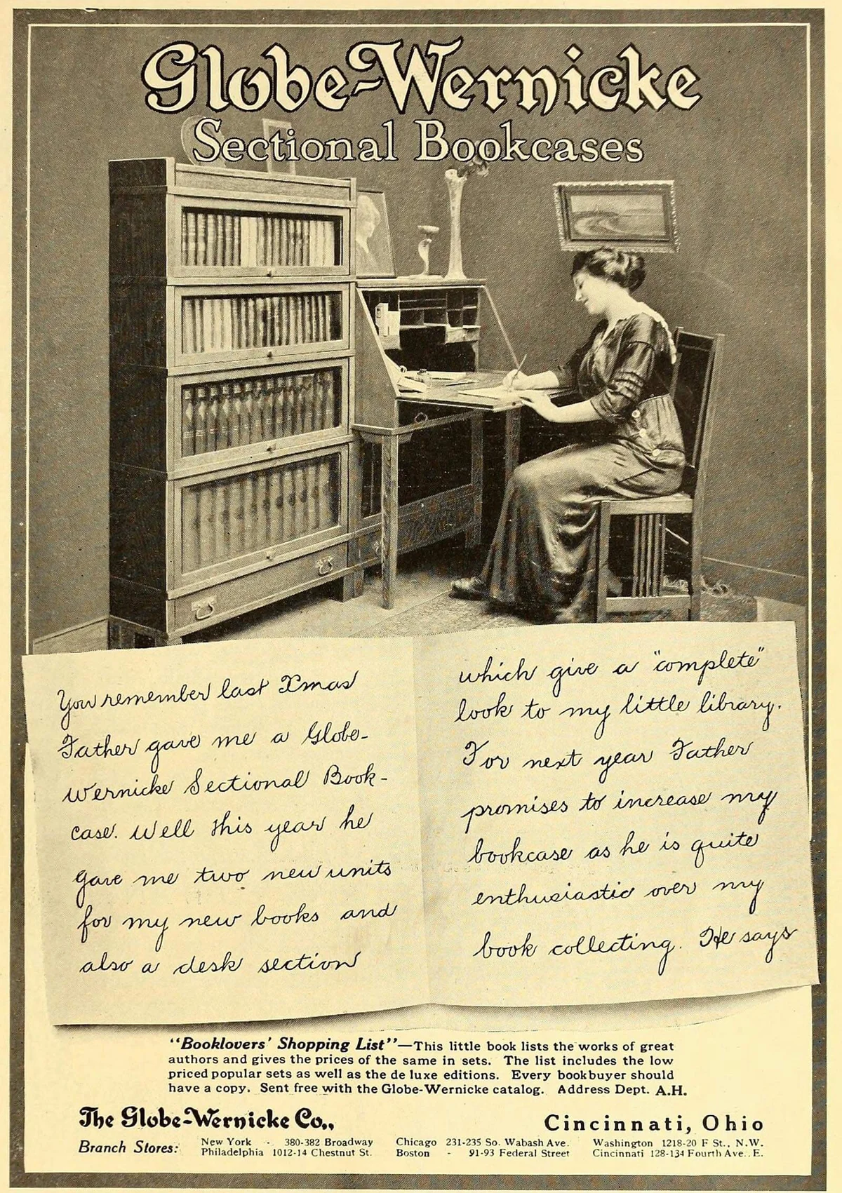 Globe-Wernicke - Booklovers' shopping list, 1913