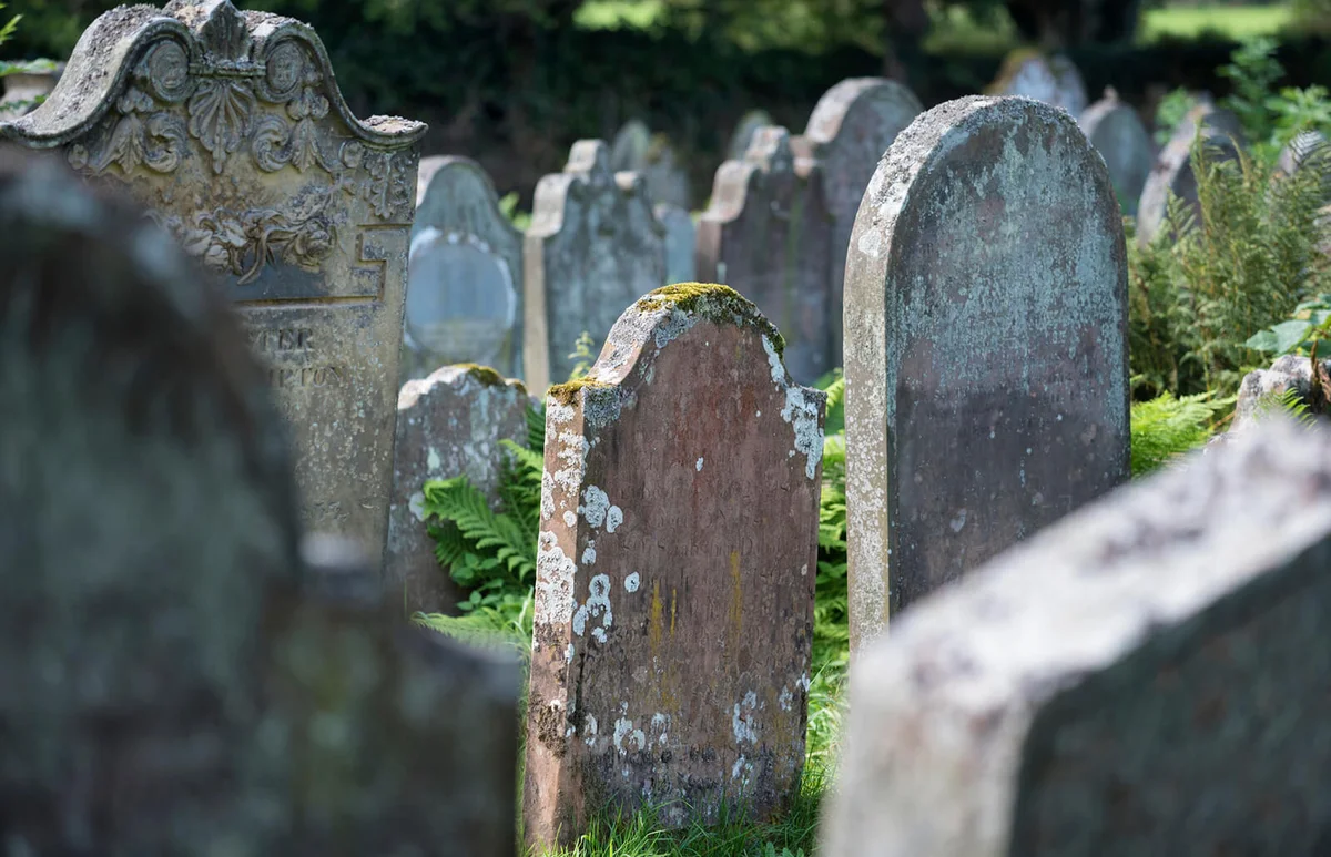 old gravestones on a graveyard