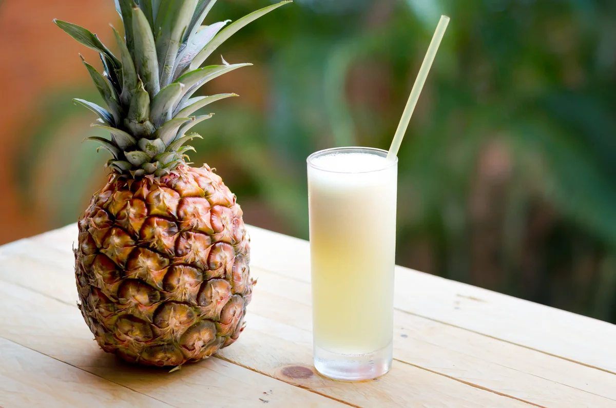 Coconut rum and pineapple juice in a glass