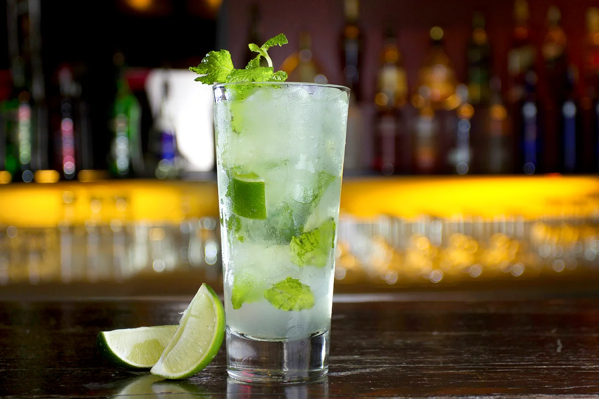 Coconut mojito in a bar