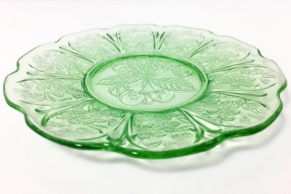 Depression Glass Cherry Blossom Bread and Butter Plate by Jeanette Glass