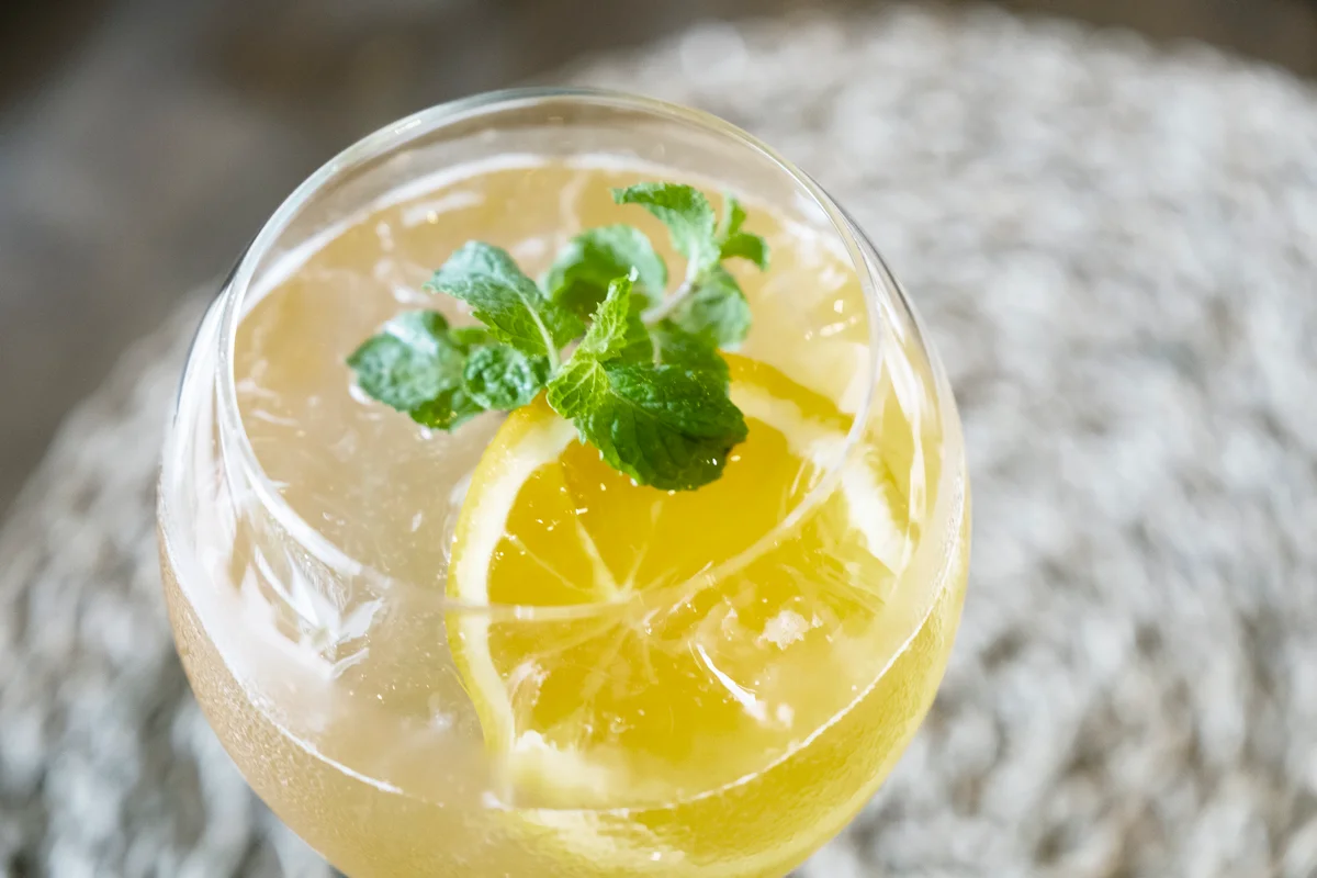 White sangria with coconut