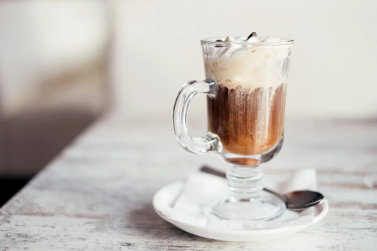 Frangelico Coffee on a wooden table