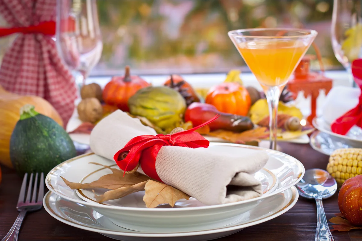 Thanksgiving Place Setting with a Frangelico martini