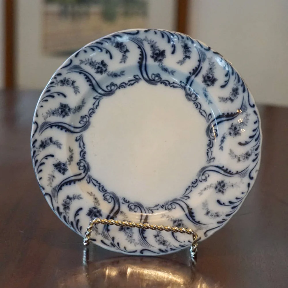 Antique William A. Adderley Flow Blue Plate - Blue Constance Pattern by W.A. A. Staffordshire Pottery