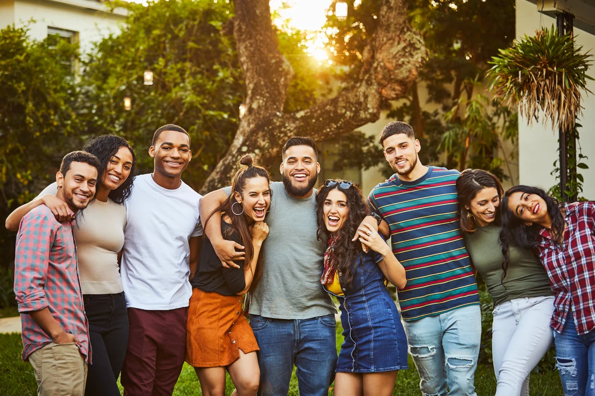Happy group of friends in a party