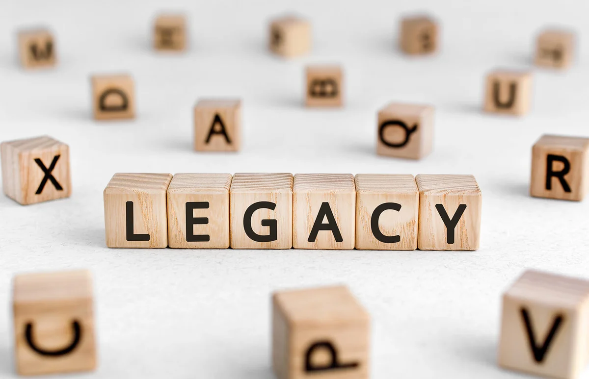 Legacy - words from wooden blocks with letters