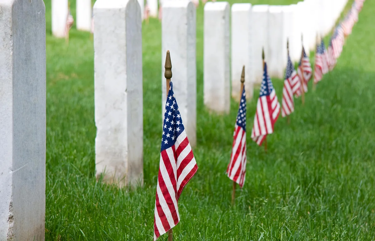 National cemetery on memorial day