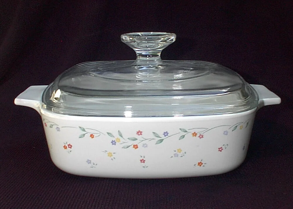 Corning Pyrex Ware English Meadow A-1-B One Liter 1 Casserole Dish With Lid A 7 C