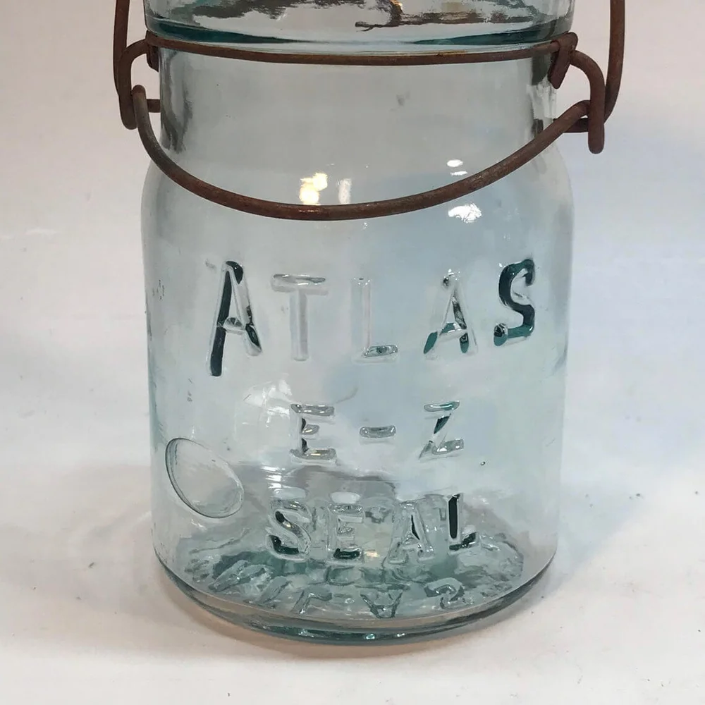 Aqua Glass ATLAS E-Z SEAL Mason Jars, Lightning Jars - 3 Available