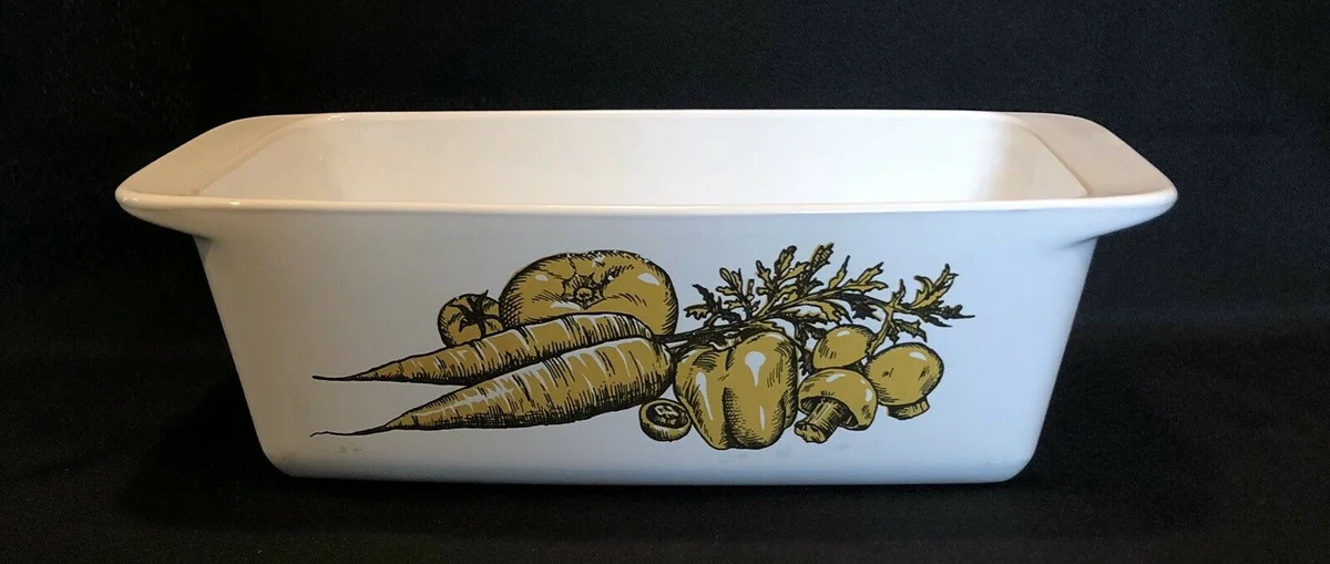 Corning Ware Natures Bounty Loaf Pan P-315-B 2 Quart 9X5X3 Corn Mushrooms Tomato