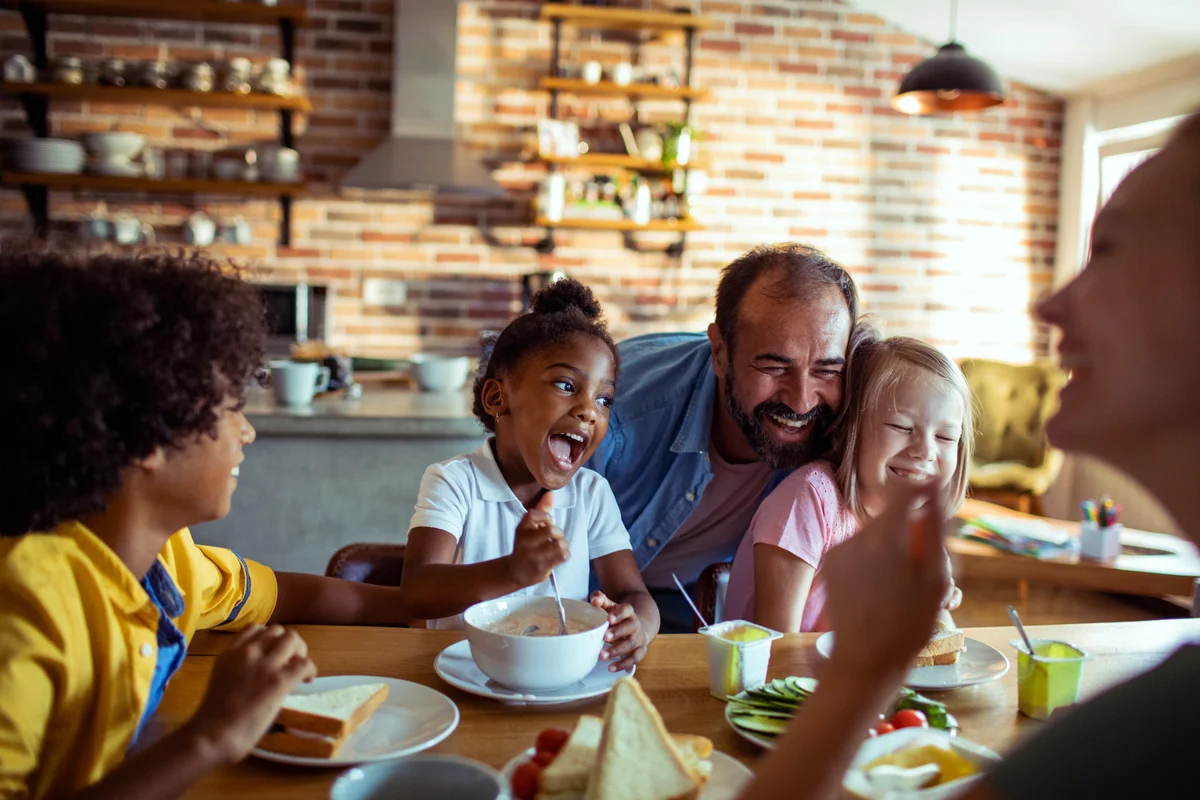 Young Family having Breakfast