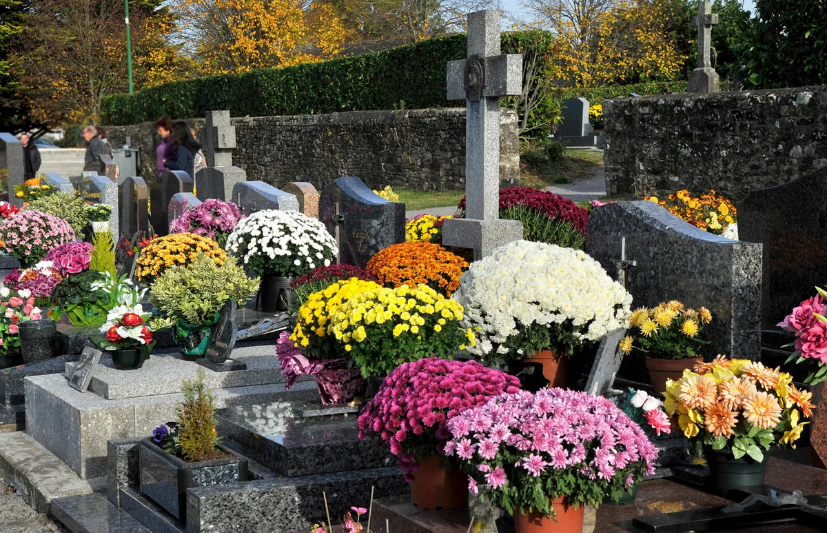 cemetery of the village at All Saints' Day