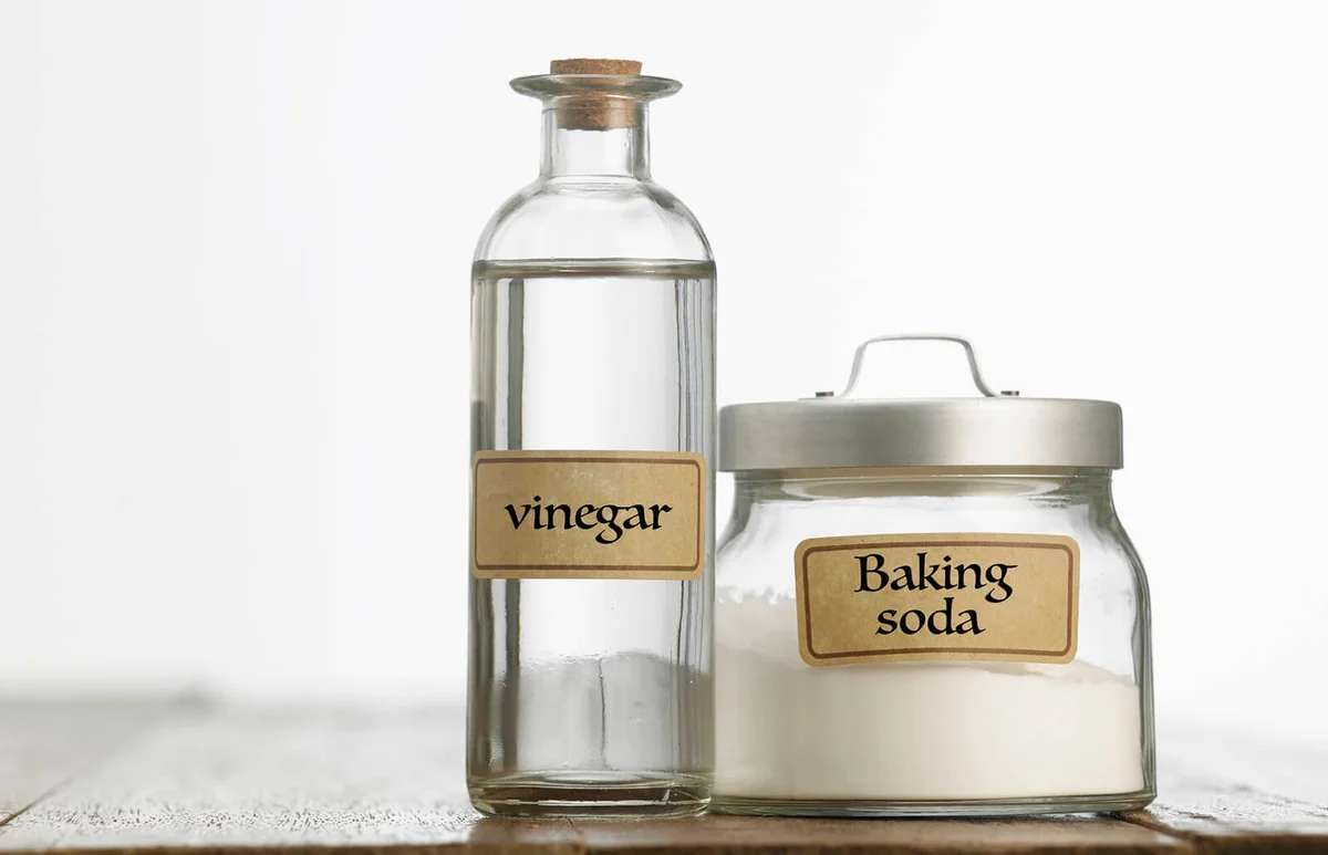 Baking soda and vinegar on table