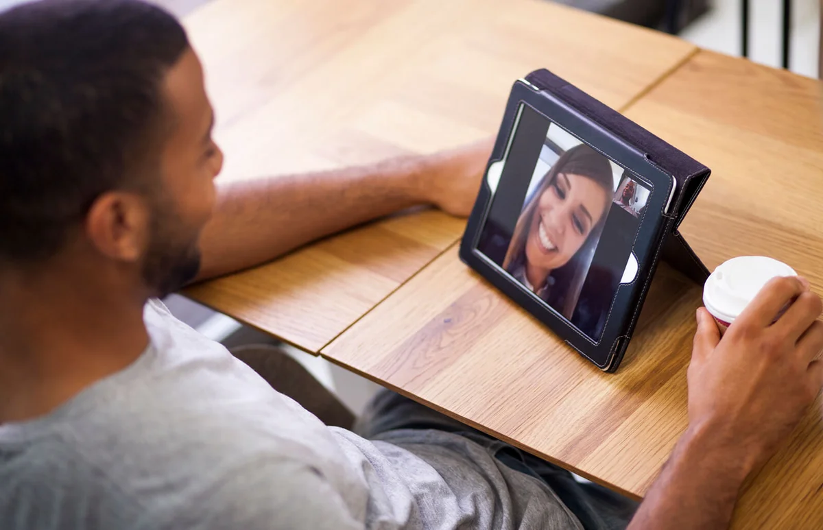 Video conference call with the girlfriend