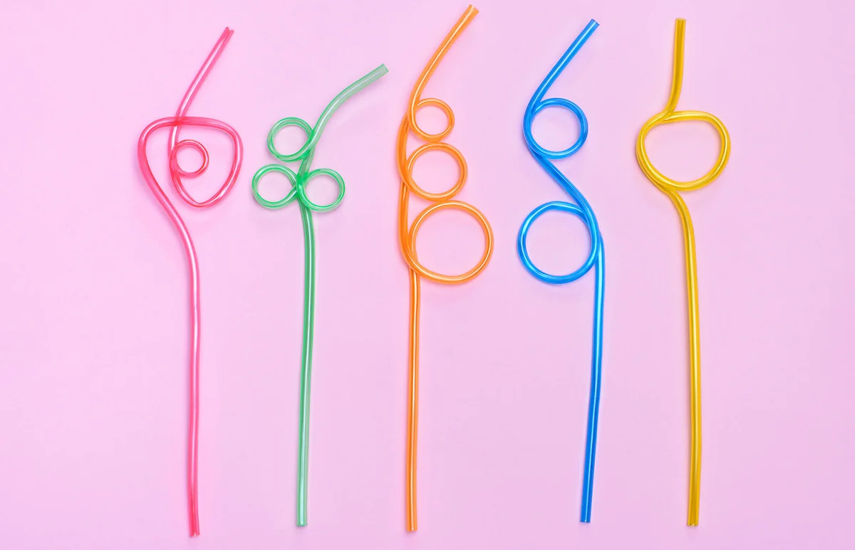 Curly plastic straw