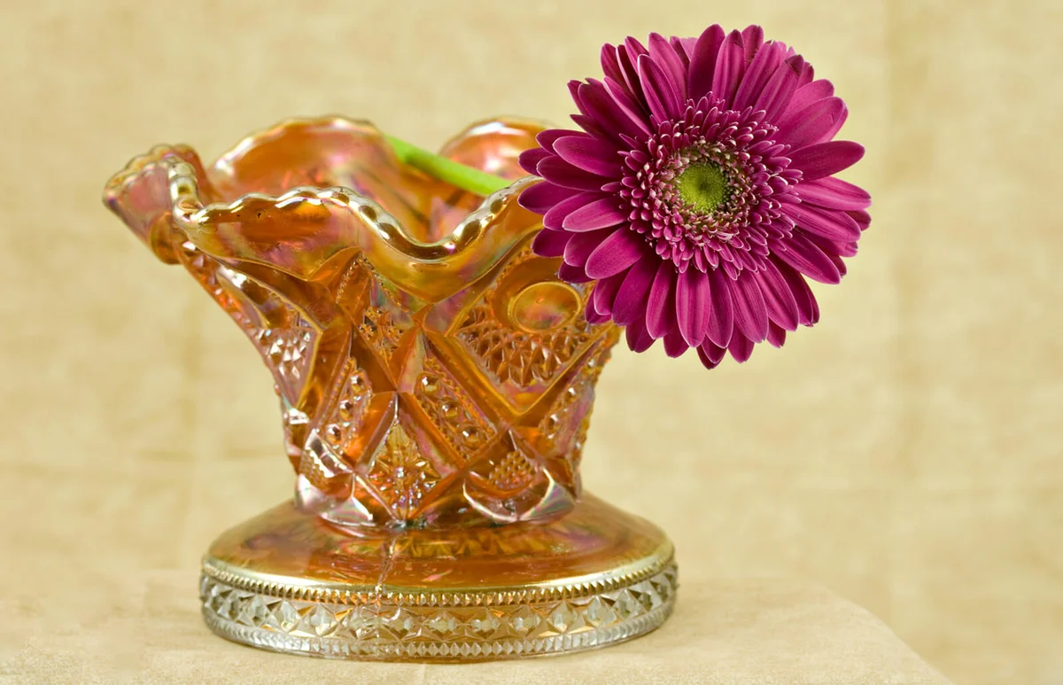 Pink daisy in carnival glass vase | ID 10557973 © Judy Kennamer | Dreamstime.com