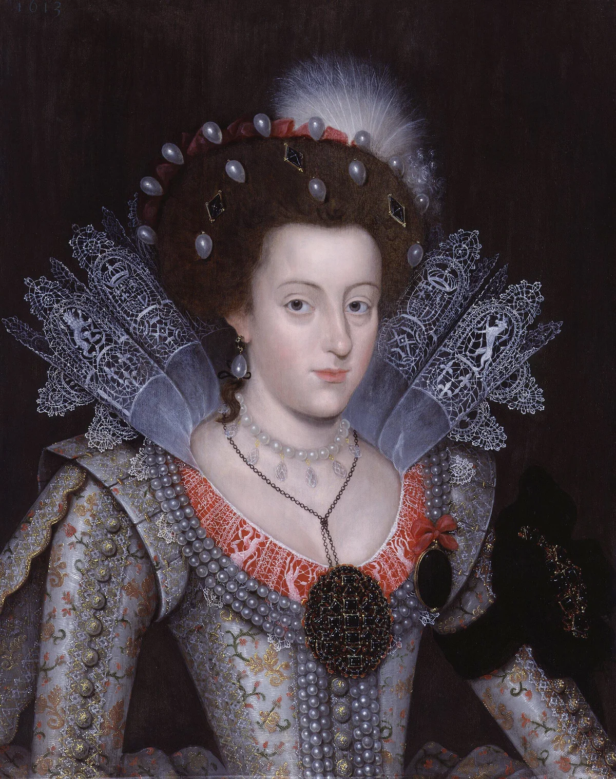 Portrait of Princess Elizabeth Stuart, later Queen of Bohemia, called the Winter Queen.