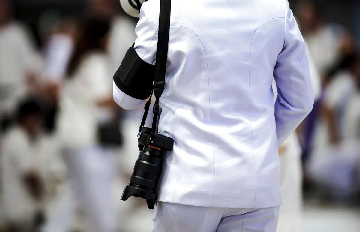 Man wearing black mourning band