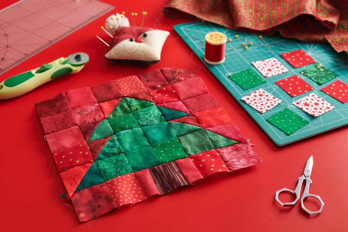 Christmas tree patchwork block