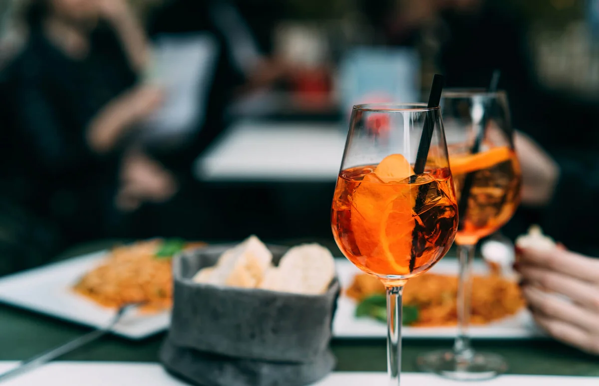 Spritz cocktails on a brunch table
