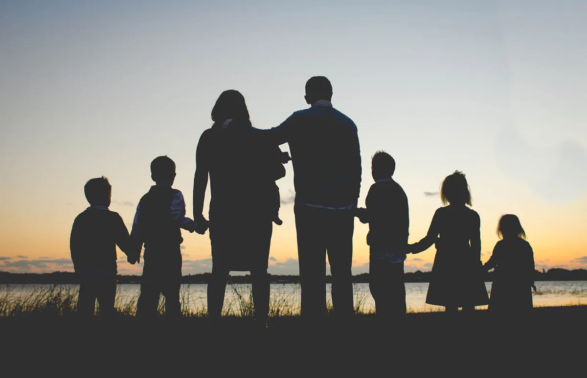 Family sunset silhouette