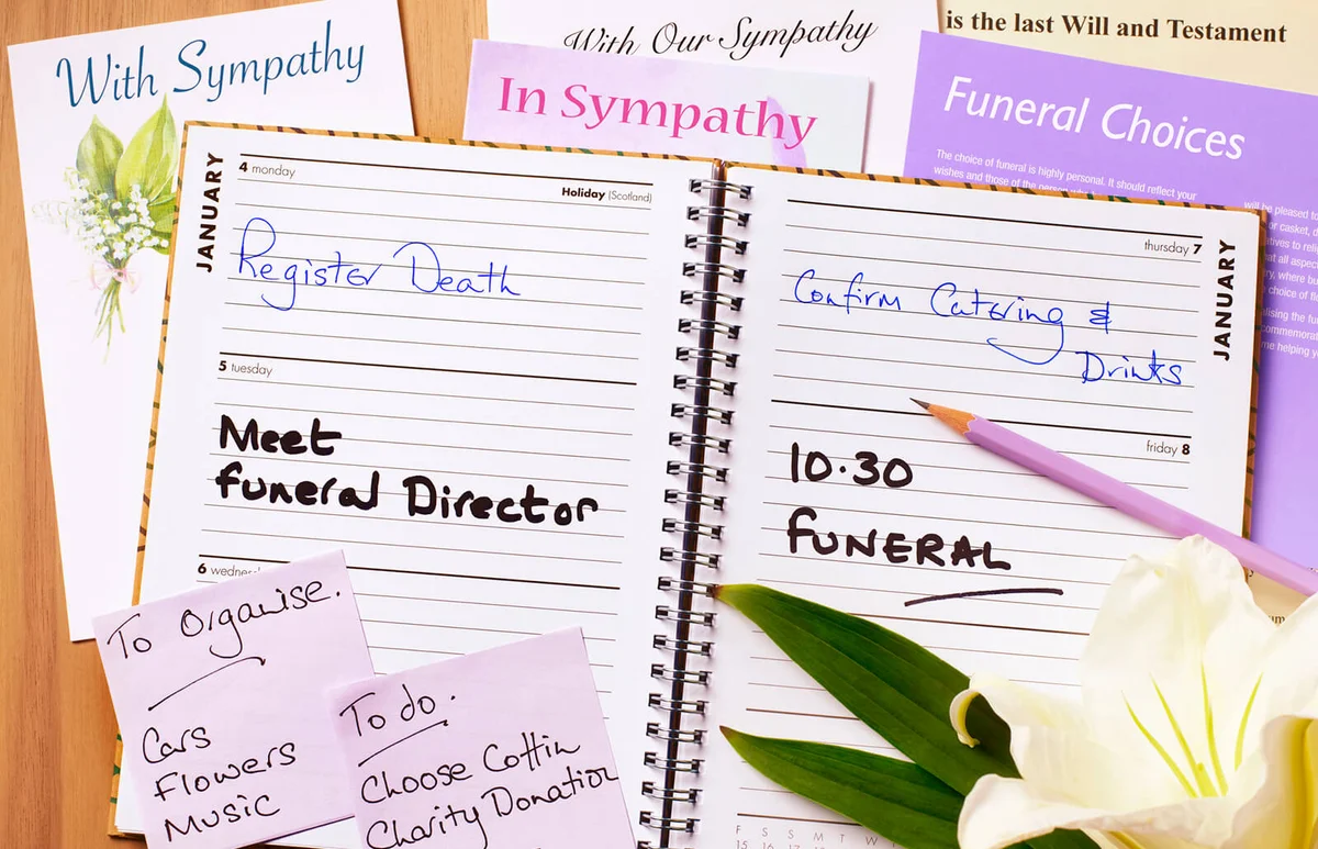 Funeral diary open