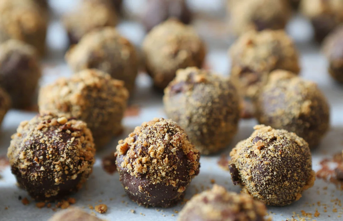 handmade chocolate truffles on baking pape