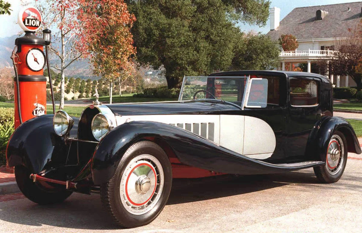 A 1931 French-made Bugatti Royale Type 41 Binder Coupe de Ville sits on a driveway of its owners General and Mrs. William Lyon of Orange County, California. 
 | Getty Editorial Use