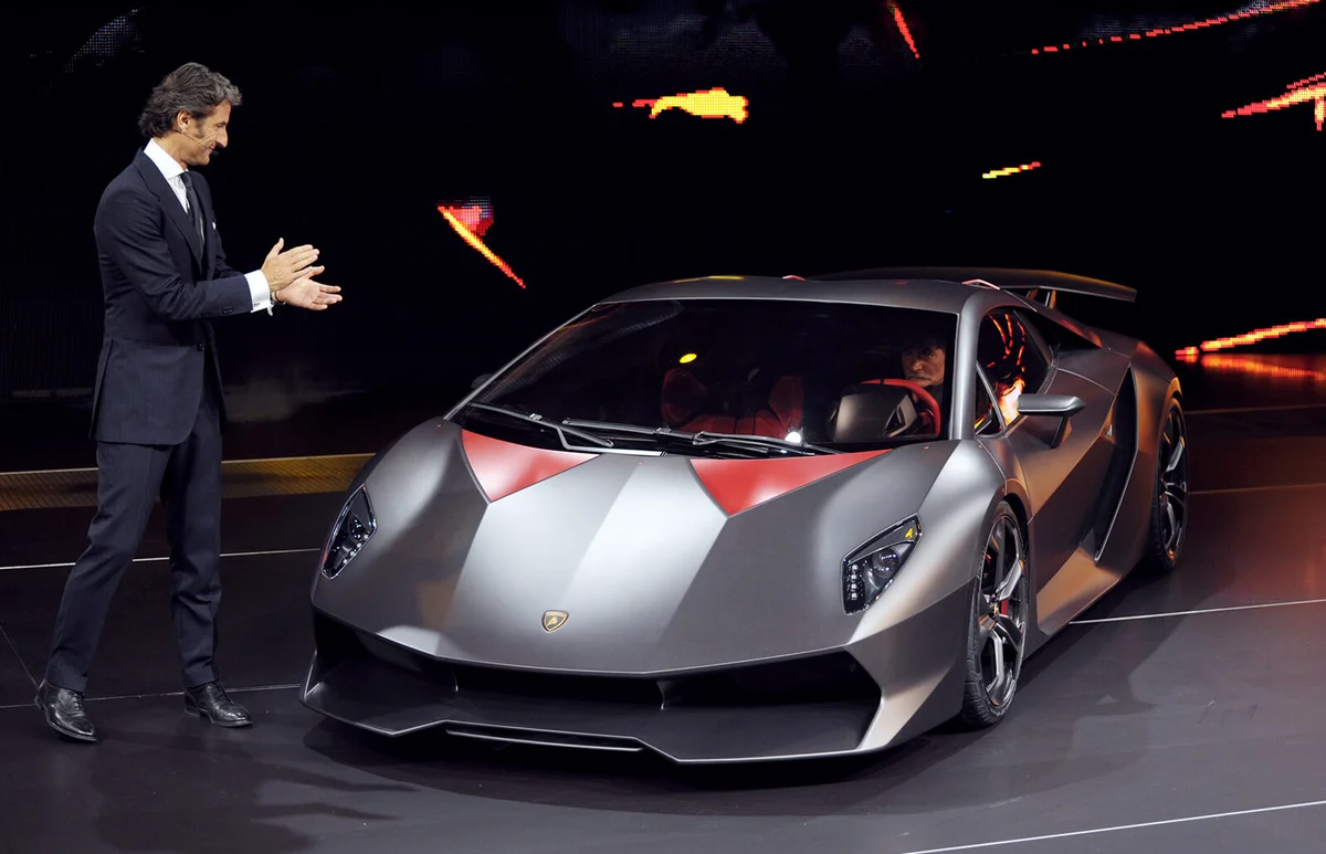 new Lamborghini Sesto Elemento during German car giant Volkswagen group presentation | Getty Editorial Use