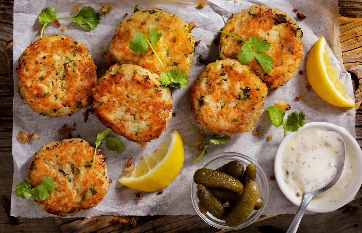 Crispy golden crab cakes