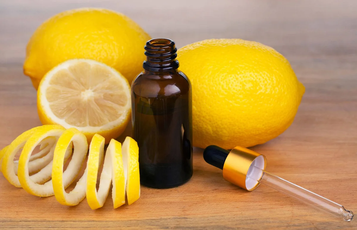Lemon Essential Oil In A Bottle