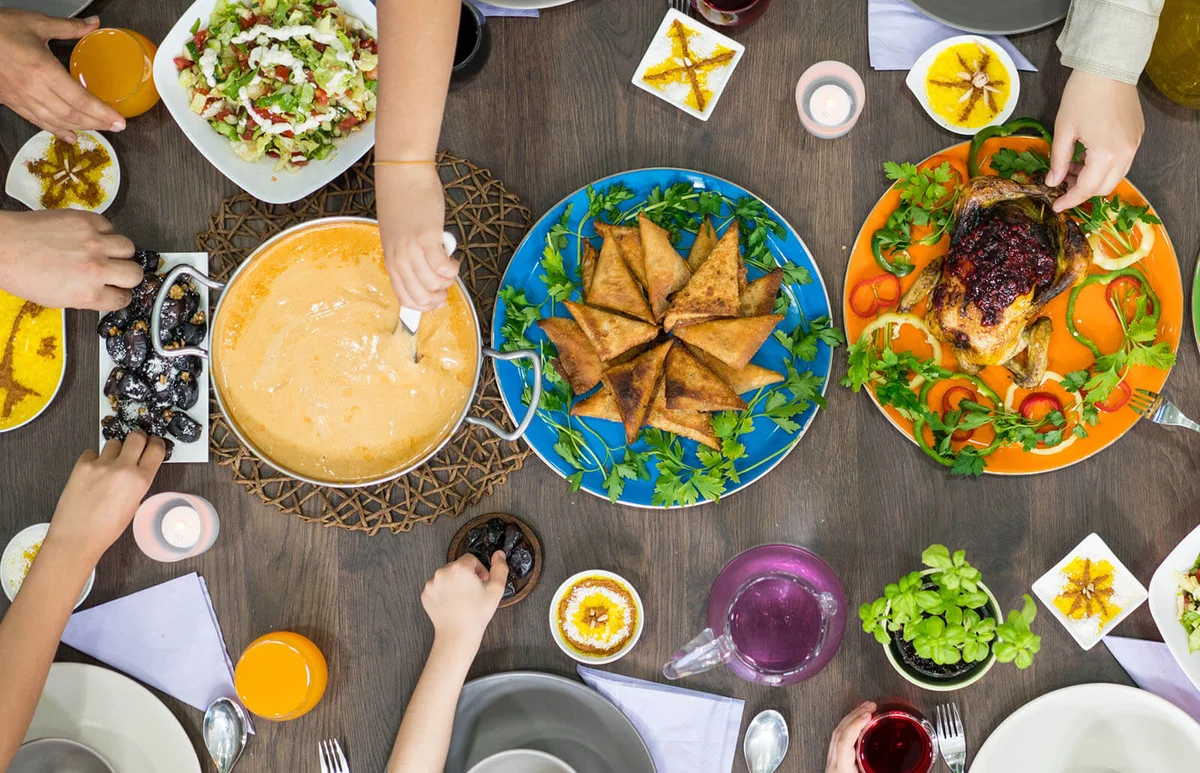 Gathering together for family dinner