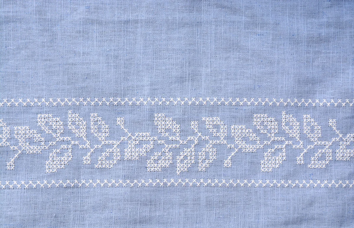 blue embroidery tea towel