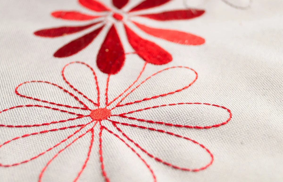embroidered red flowers
