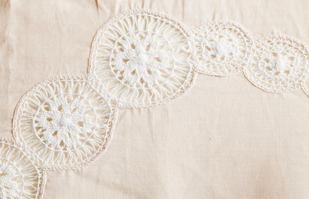 linen textile texture with embroidery