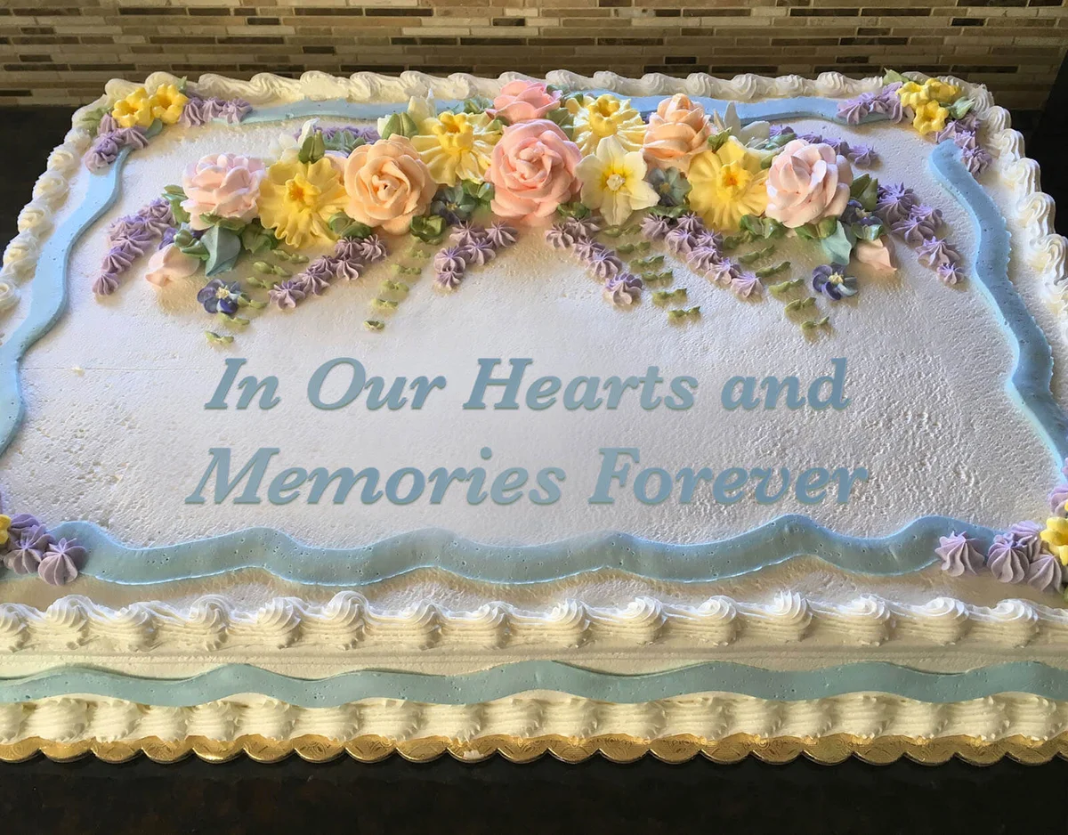 funeral cake with saying