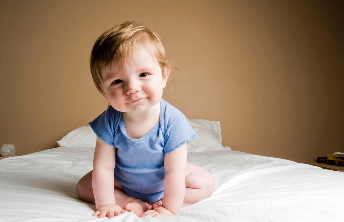 Adorable and happy baby boy