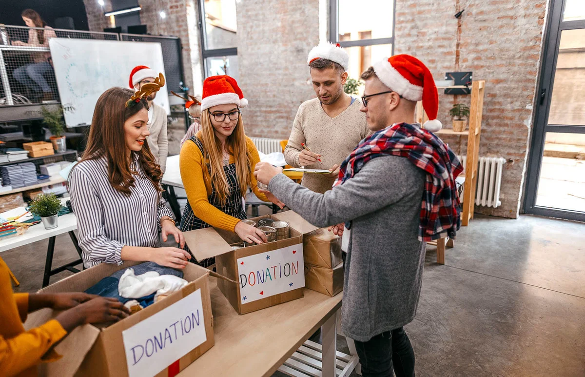Volunteers collecting donations at Christmas