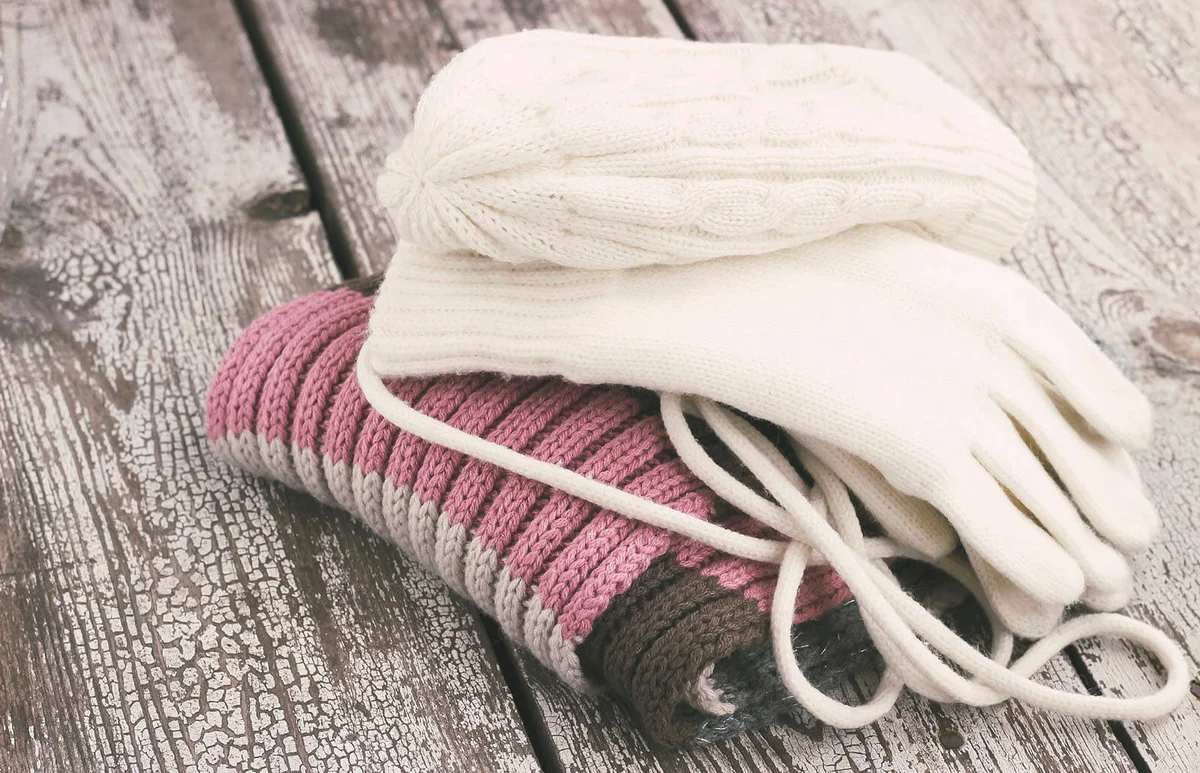 Warm winter knitted clothes