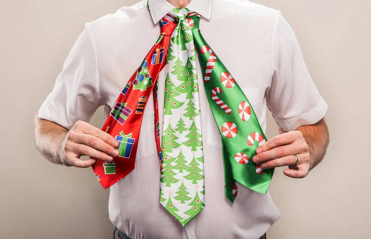 man with Christmas ties