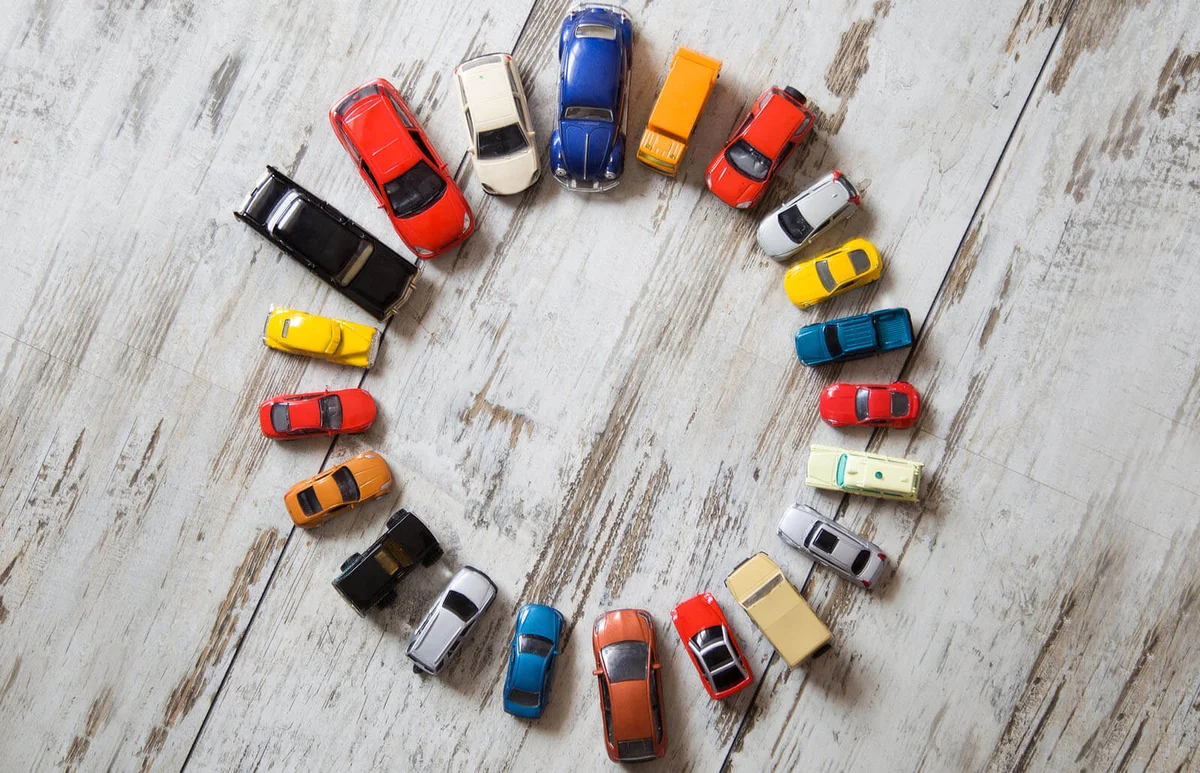 Toy cars on floor