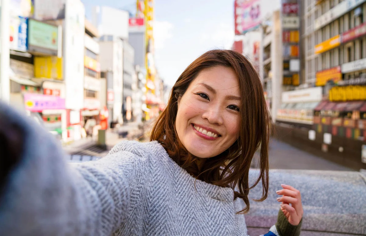 Young woman taking a selfie