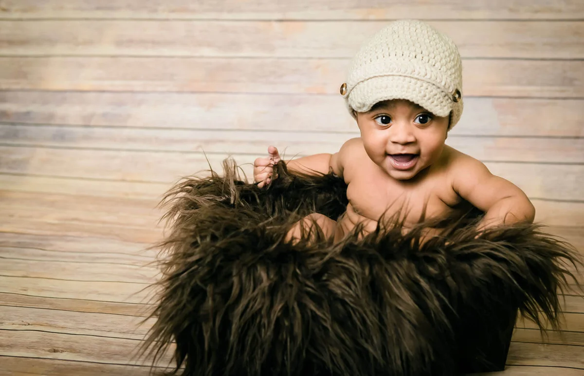 baby boy wearing knitted hat