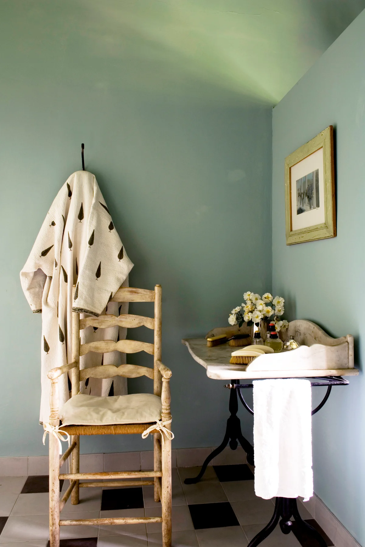 Renovated Provencal country house with an antique ladder back chair