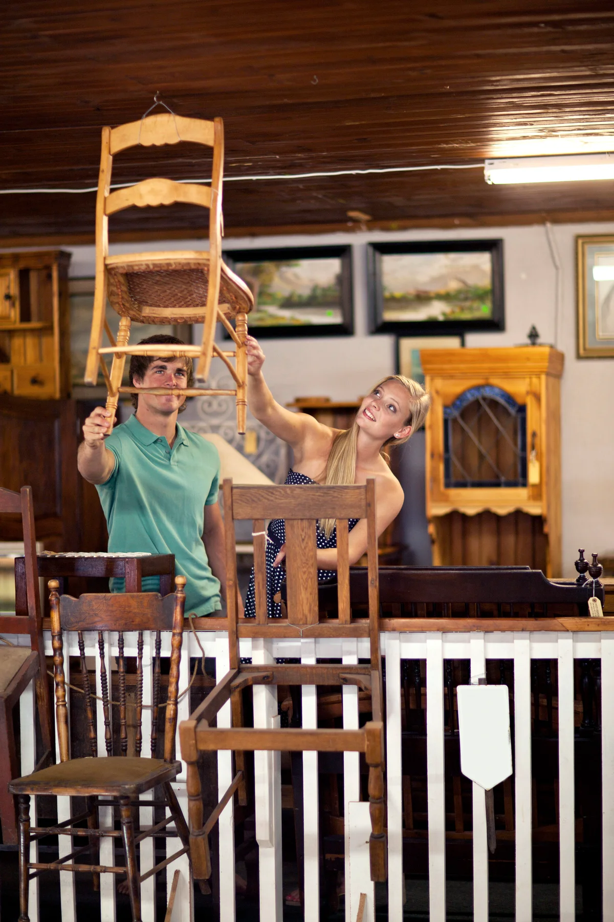 Couple shopping together in an antique store