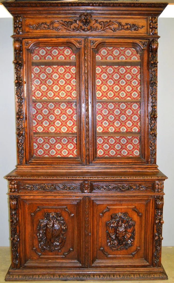Carved Oak Step Back China Cabinet
