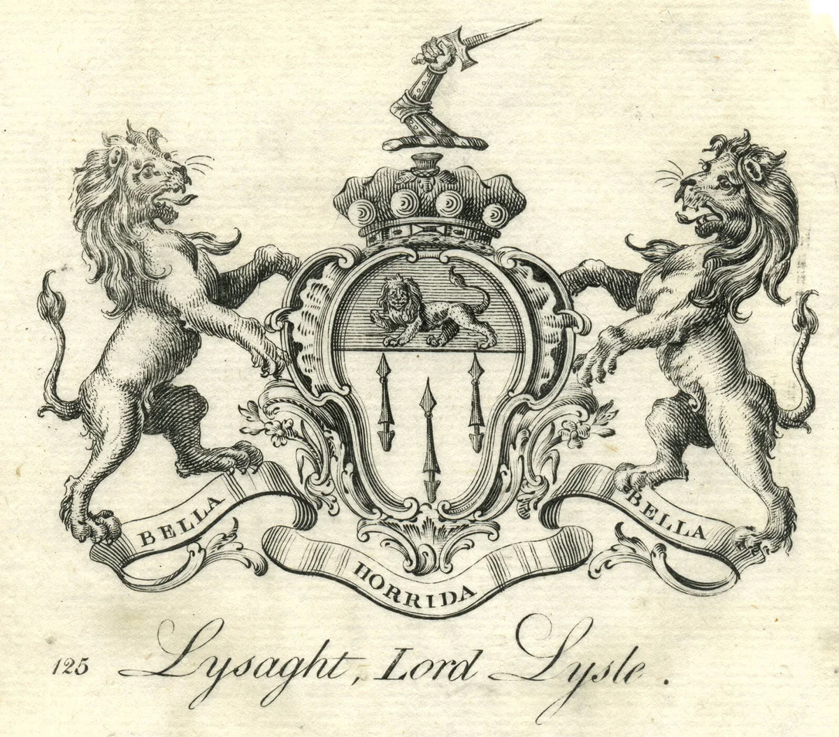 Coat of arms Lysaght, Lord Lysle Lisle 18th century