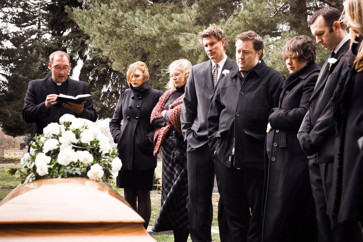 People at a funeral